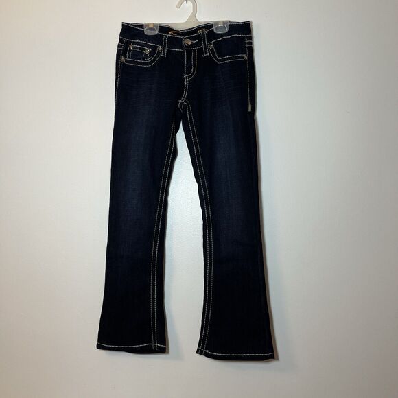 Seven 7 Boot Low rise Jeans Women's Sz 28 Y2K Dark Wash Denim Embellished Bling - Picture 1 of 6
